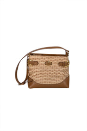 Etienne Aigner - Beige & Tan Wicker Shoulder Bag - Current Boutique