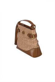 Etienne Aigner - Beige & Tan Wicker Shoulder Bag - Current Boutique
