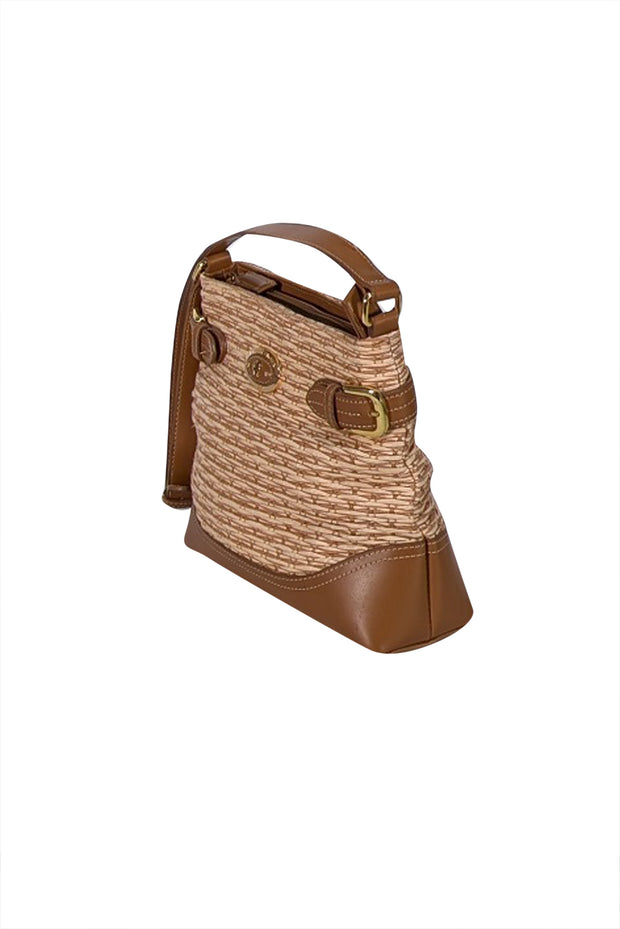 Etienne Aigner - Beige & Tan Wicker Shoulder Bag - Current Boutique