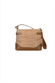 Etienne Aigner - Beige & Tan Wicker Shoulder Bag - Current Boutique