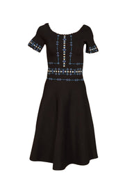 Sandro - Black Knit w/ Floral Beaded Embroidery Dress Sz 0 - Current Boutique