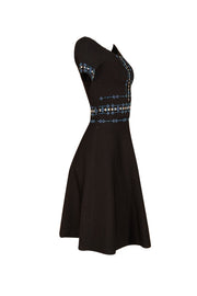 Sandro - Black Knit w/ Floral Beaded Embroidery Dress Sz 0 - Current Boutique