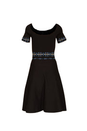 Sandro - Black Knit w/ Floral Beaded Embroidery Dress Sz 0 - Current Boutique