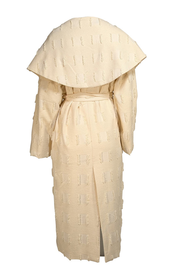 Cult Gaia - Ivory Textured Belted Midi Coat Sz XS - Current Boutique