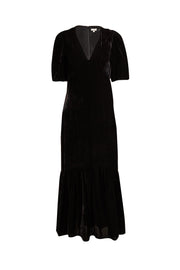 Rhode - Black Velvet Short Sleeve Velvet Maxi Dress Sz 6 - Current Boutique