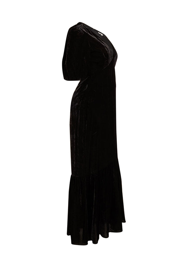 Rhode - Black Velvet Short Sleeve Velvet Maxi Dress Sz 6 - Current Boutique