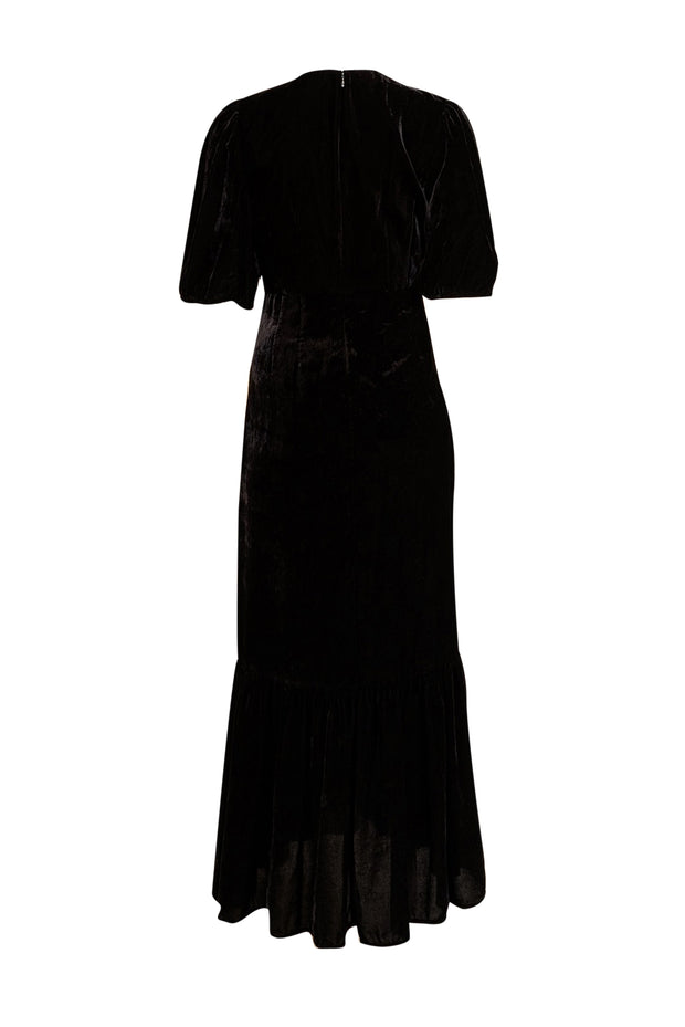 Rhode - Black Velvet Short Sleeve Velvet Maxi Dress Sz 6 - Current Boutique