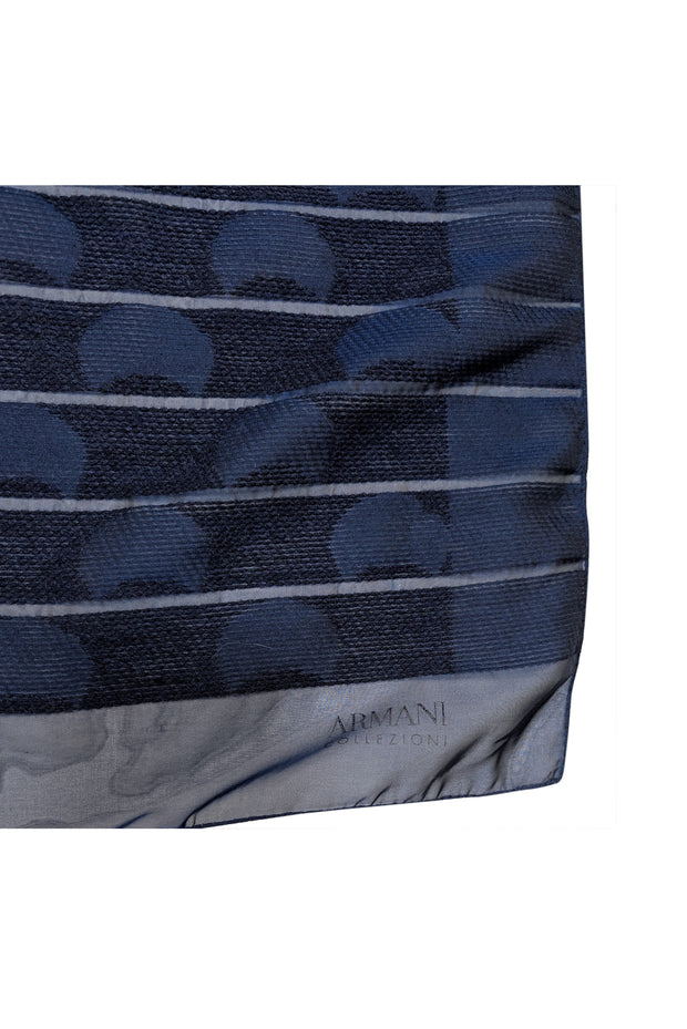 Armani Collezioni - Navy Embroidered Print Long Scarf - Current Boutique