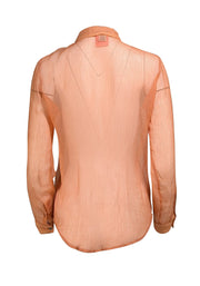Dolce & Gabbana - Peach w/ Polka Dots Button Down Shirt Sz 2 - Current Boutique