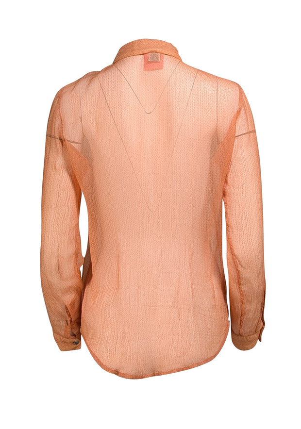 Dolce & Gabbana - Peach w/ Polka Dots Button Down Shirt Sz 2 - Current Boutique