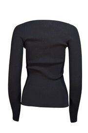 Eleven Six - Black Ribbed Knit Square Neck Sweater Sz S - Current Boutique