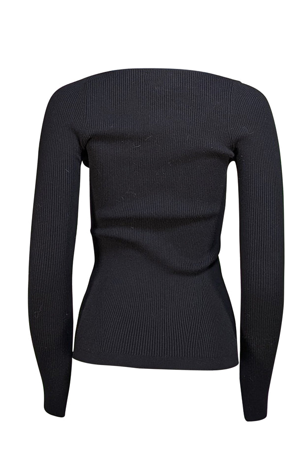 Eleven Six - Black Ribbed Knit Square Neck Sweater Sz S - Current Boutique