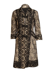 Alberto Makali - Black & Cream Lace Coat Sz 6 - Current Boutique