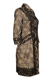 Alberto Makali - Black & Cream Lace Coat Sz 6 - Current Boutique