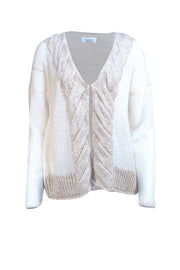 Blumarine - Cream & Beige Cable Knit Cardigan Sz S - Current Boutique