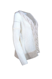 Blumarine - Cream & Beige Cable Knit Cardigan Sz S - Current Boutique