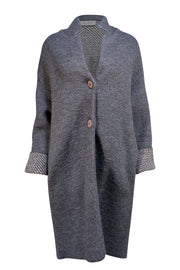 Blugirl - Charcoal Grey Oversized Floral Detail Coat Sz S - Current Boutique