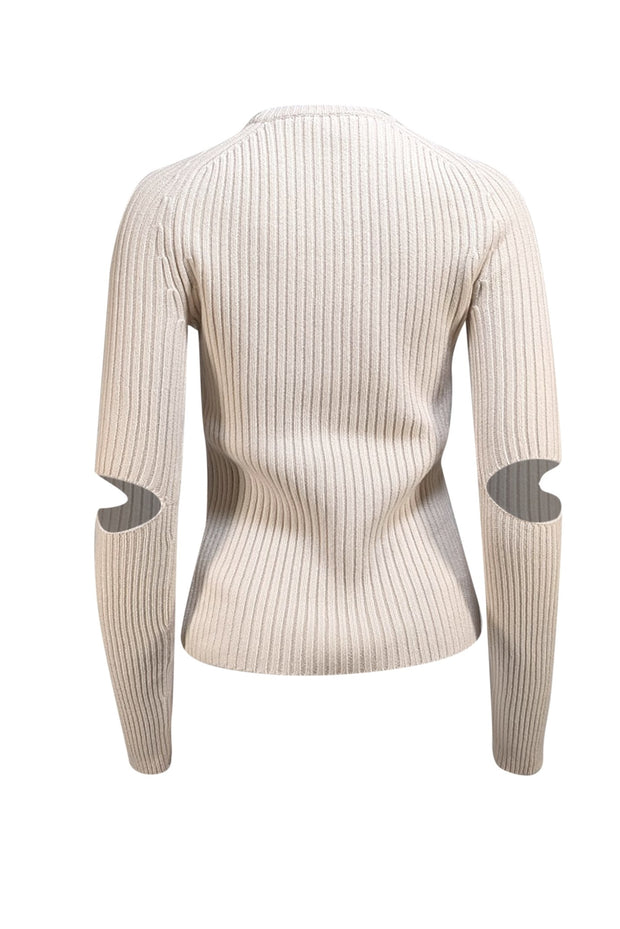 Michael Kors - Cream Cashmere Knit Sweater w/ Elbow Cutouts Sz M - Current Boutique