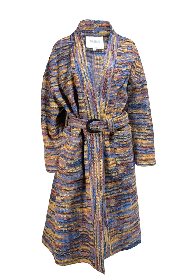 Ba&sh - Yellow, Blue, & Orange Wool Blend Duster Cardigan Sz M - Current Boutique