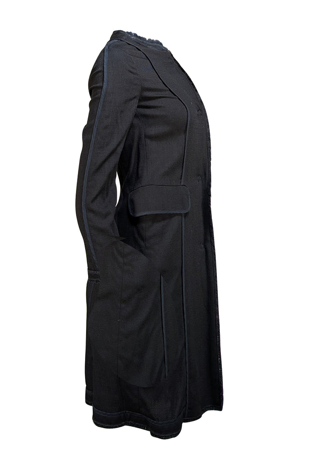Dolce & Gabbana - Black Woven Fringe Coat Sz 4 - Current Boutique