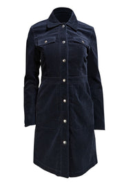 Rag & Bone - Black Velvet Long Sleeve Shirtdress Sz 6 - Current Boutique