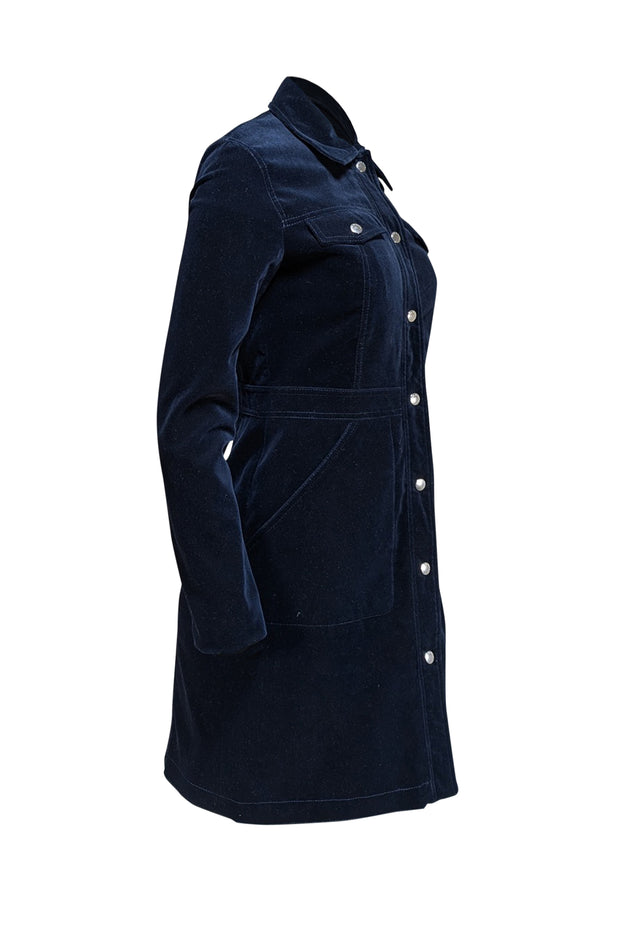 Rag & Bone - Black Velvet Long Sleeve Shirtdress Sz 6 - Current Boutique