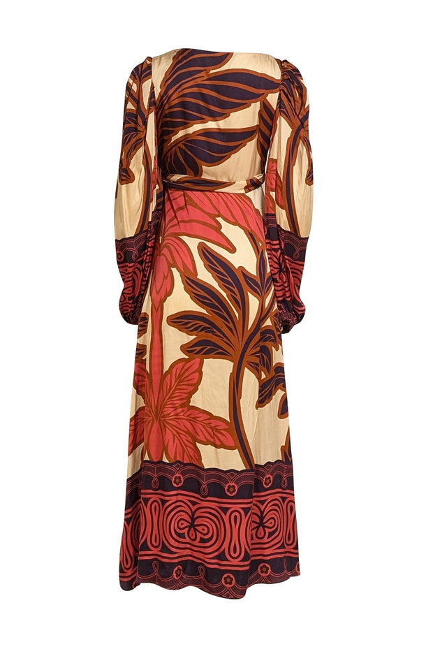 Eugenia Fernandez - Peachy Cream Multi Print Wrap Maxi Dress Sz S - Current Boutique