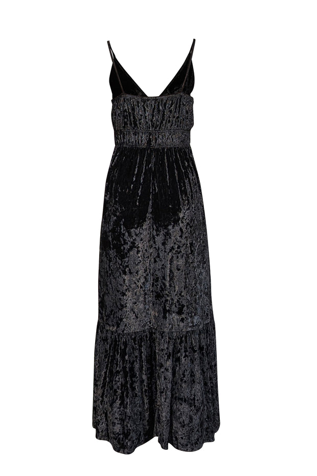 Rebecca Minkoff - Black Crushed Velvet Sleeveless Midi Dress Sz S - Current Boutique