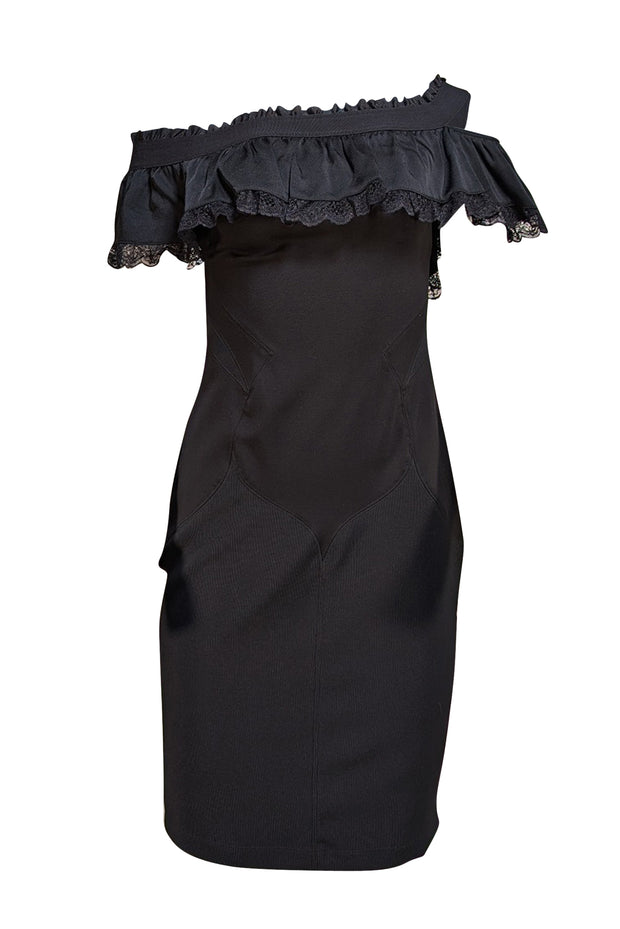Diesel - Black Off The Shoulder Fitted Dress Sz S - Current Boutique