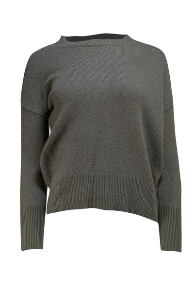 Theory - Olive Green Cashmere Crewneck Sweater Sz S - Current Boutique