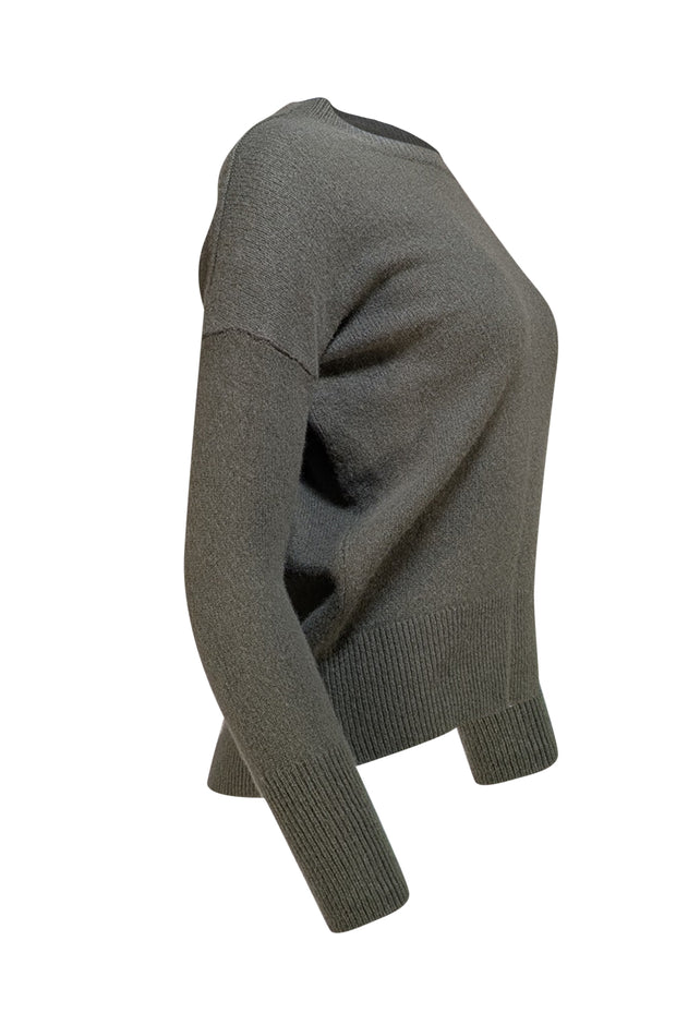 Theory - Olive Green Cashmere Crewneck Sweater Sz S - Current Boutique