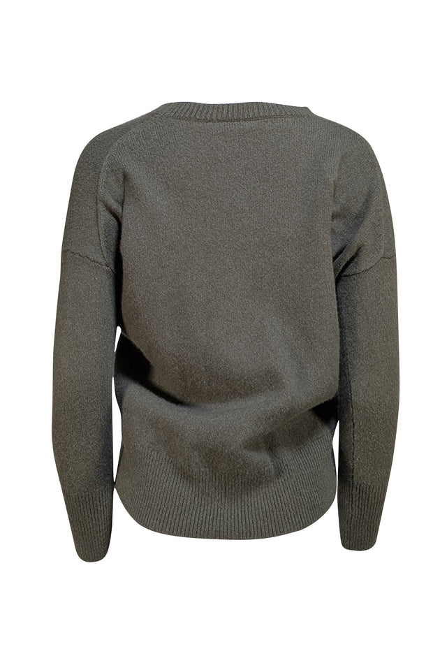 Theory - Olive Green Cashmere Crewneck Sweater Sz S - Current Boutique