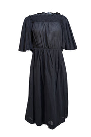Rebecca Taylor - Black Textured Cotton Smock Dress Sz S - Current Boutique
