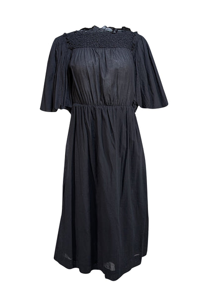 Rebecca Taylor - Black Textured Cotton Smock Dress Sz S - Current Boutique