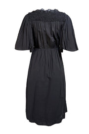 Rebecca Taylor - Black Textured Cotton Smock Dress Sz S - Current Boutique