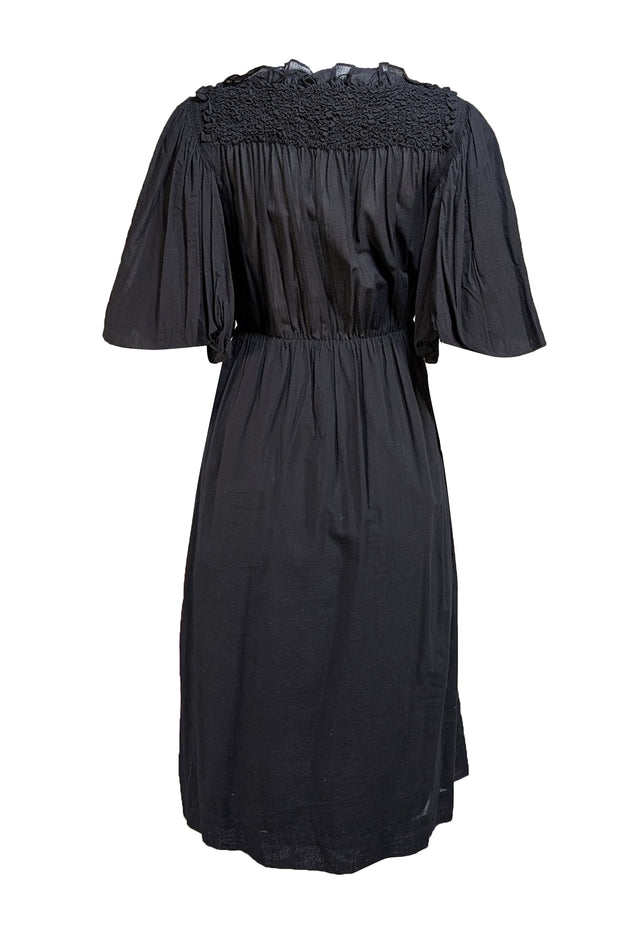 Rebecca Taylor - Black Textured Cotton Smock Dress Sz S - Current Boutique