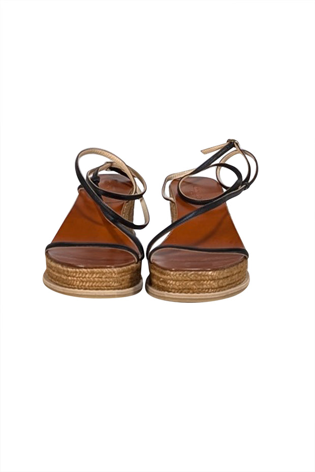 Jimmy Choo - Tan & Black Espadrille Platform Sandals Sz 9 - Current Boutique