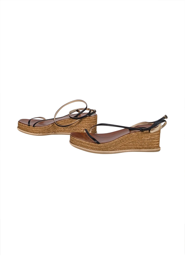 Jimmy Choo - Tan & Black Espadrille Platform Sandals Sz 9 - Current Boutique