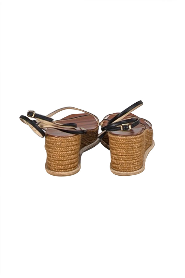 Jimmy Choo - Tan & Black Espadrille Platform Sandals Sz 9 - Current Boutique