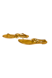 Ralph Lauren - Gold Leather Strappy Thong Sandals Sz 8.5 - Current Boutique