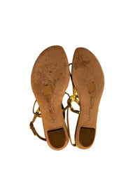 Ralph Lauren - Gold Leather Strappy Thong Sandals Sz 8.5 - Current Boutique