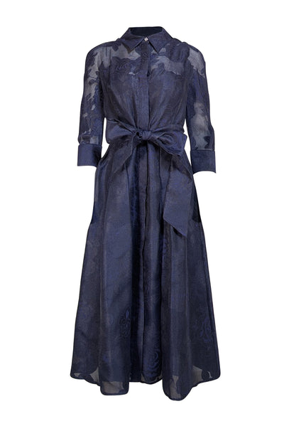 Teri Jon Navy and Black Floral Shirtdress Sz 10