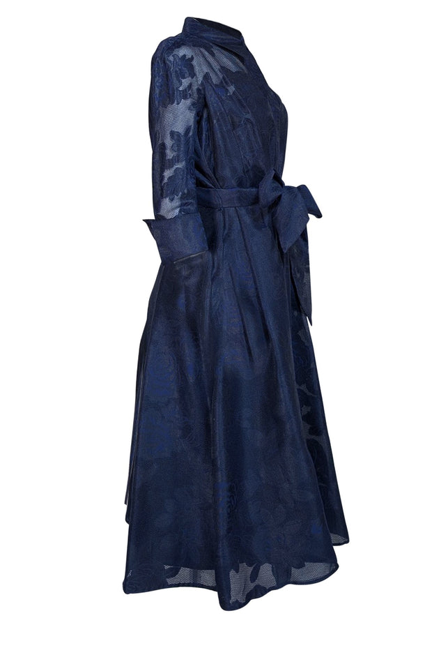 Teri Jon Navy and Black Floral Shirtdress Sz 10