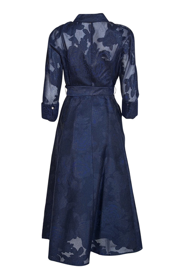 Teri Jon Navy and Black Floral Shirtdress Sz 10