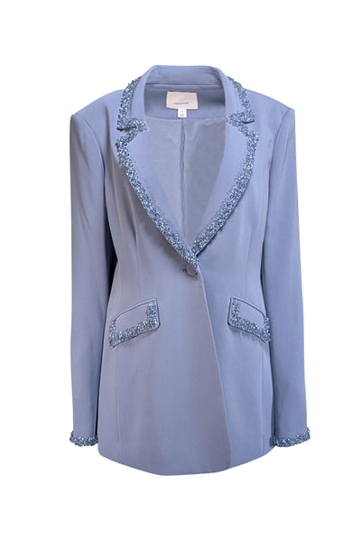 Cinq a Sept - Dusty Blue Beaded Trim Blazer Sz 14 - Current Boutique