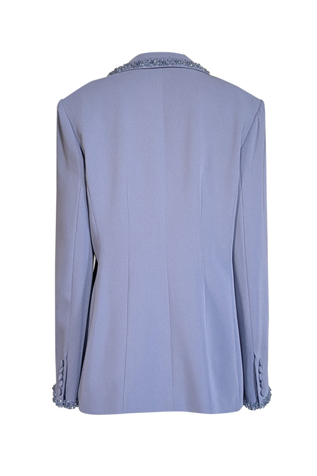 Cinq a Sept - Dusty Blue Beaded Trim Blazer Sz 14 - Current Boutique