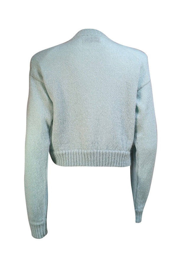 Rowen Rose - Seafoam Green Argyle Mohair Blend Sweater Sz L - Current Boutique