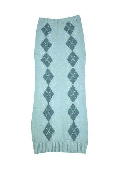 Rowen Rose - Seafoam Green Argyle Mohair Blend Maxi Skirt Sz L - Current Boutique