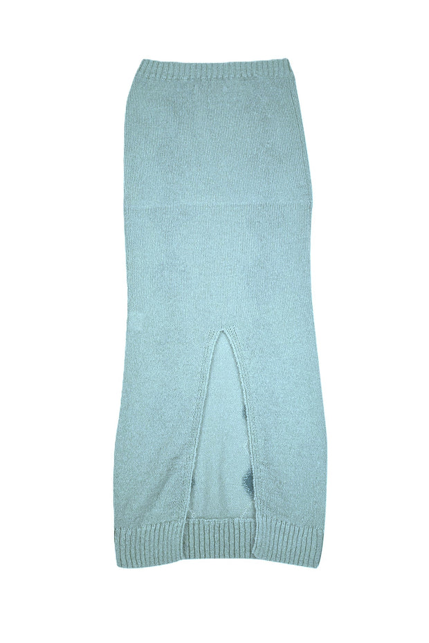 Rowen Rose - Seafoam Green Argyle Mohair Blend Maxi Skirt Sz L - Current Boutique