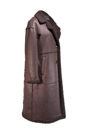 BCBG Max Azria - Dark Brown Faux Shearling Coat Sz L - Current Boutique